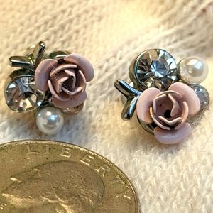 Lauren Conrad Earrings, Flower Pearl And Rhinestone
